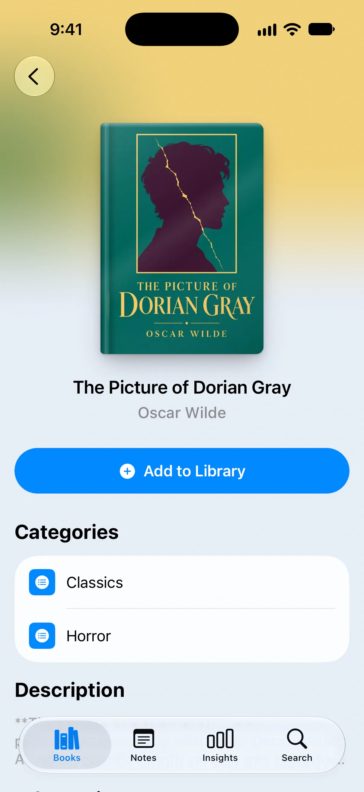 The page of a book that isn't in the library, with an Add to Library button