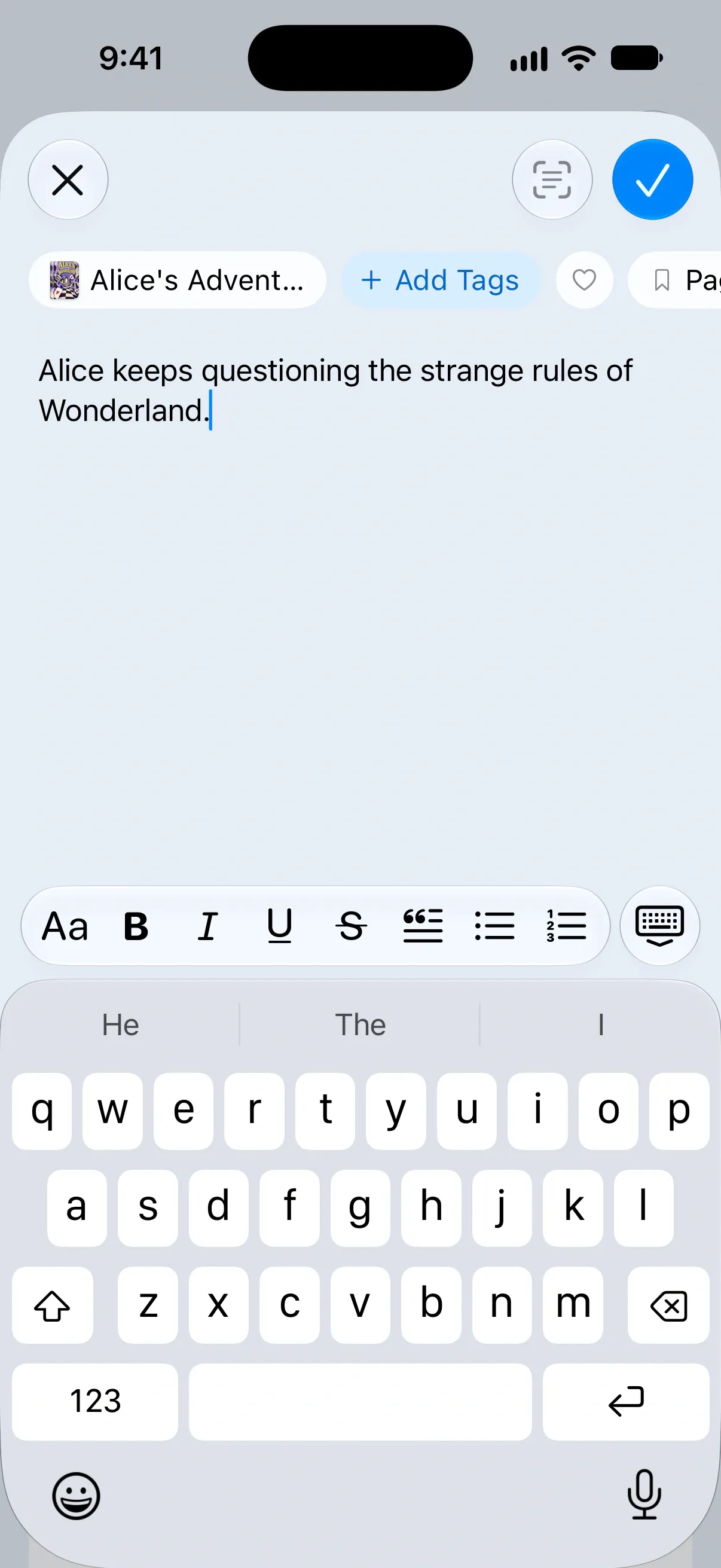 Notes editor: New note · Filled