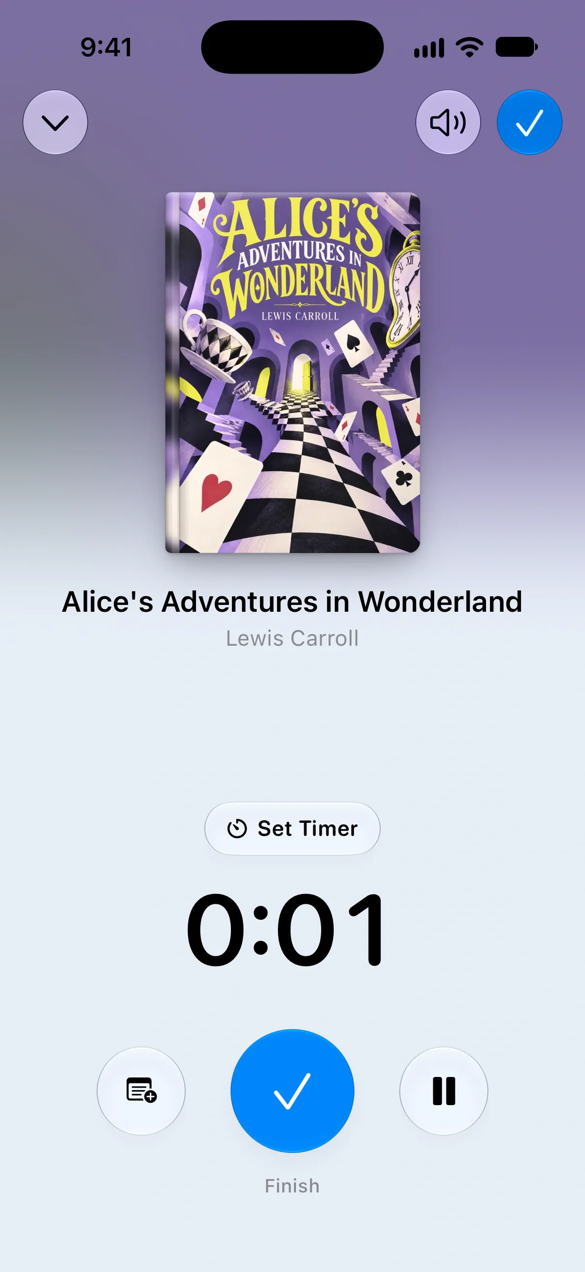 Reading Mode: Start a reading timer and settle in with optional ambient sounds.